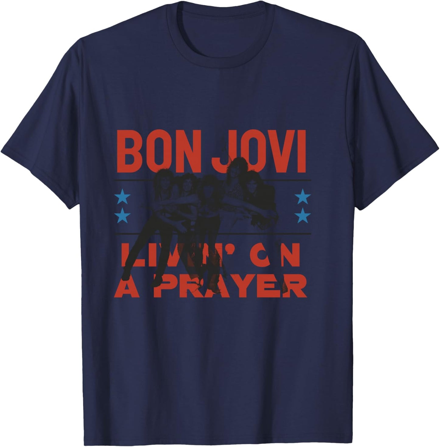 Offizielles Bon Jovi Livin' On A Prayer Langarmshirt T-Shirt - T-Shirt | Navy