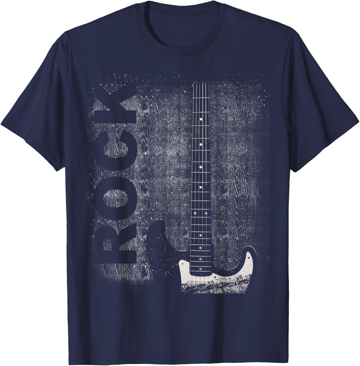 Rock Band Men's Women's Guitar Player in Distressed Look , black T-Shirt - T-Shirt | Navy