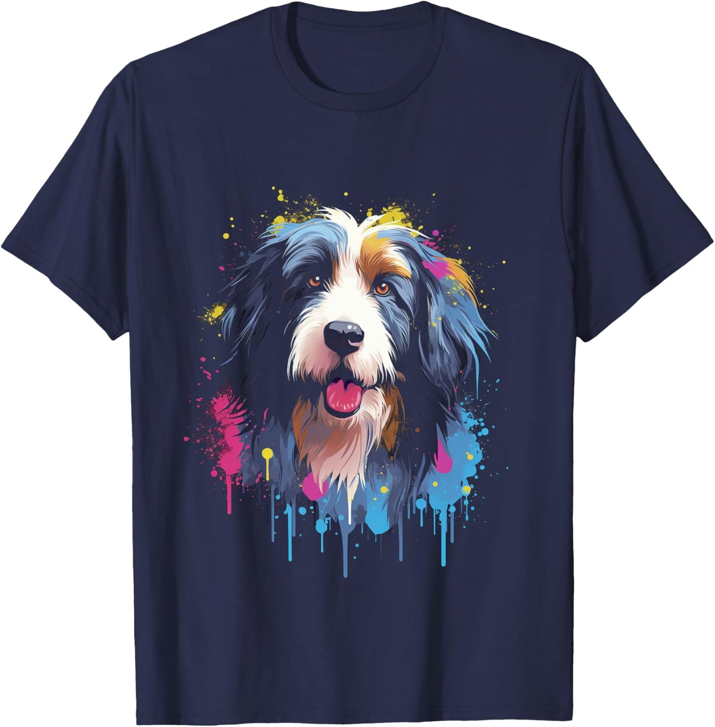 Bearded Collie Langarmshirt T-Shirt - T-Shirt | Navy