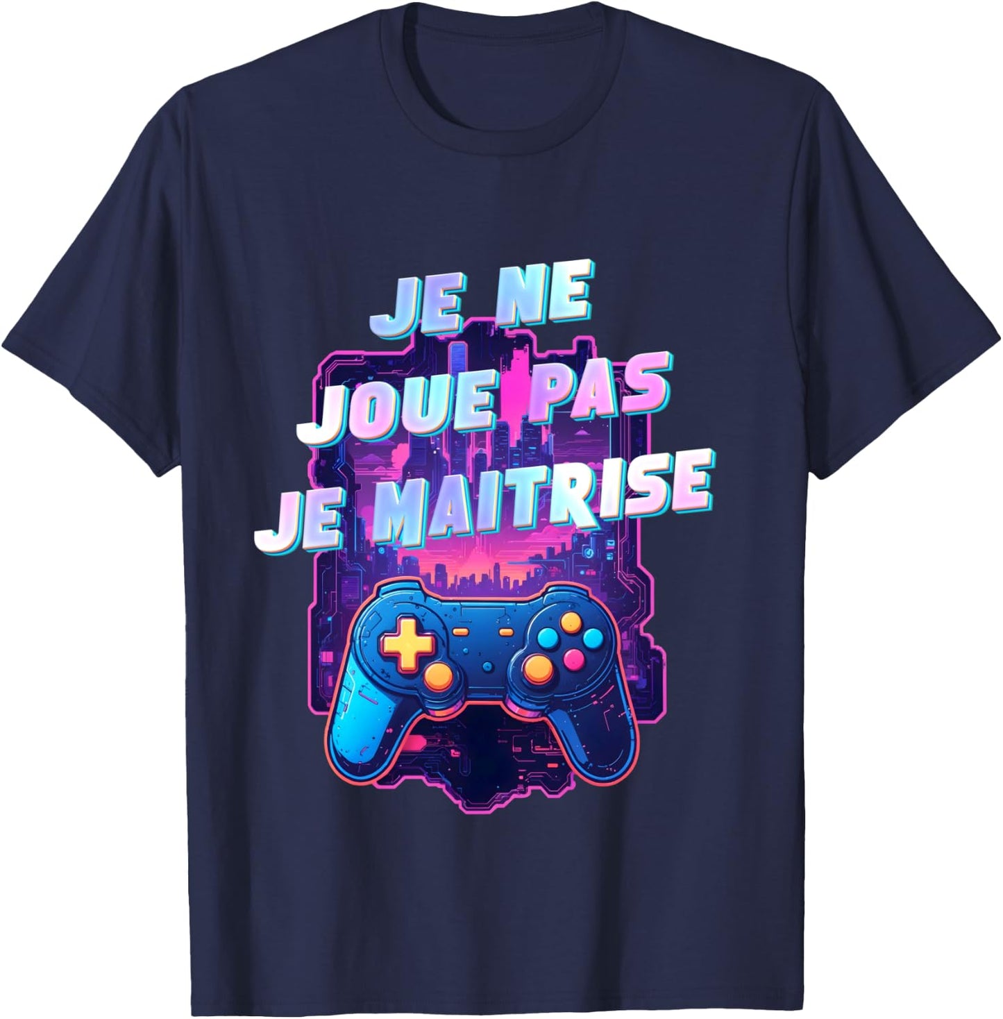 Gaming video games gift gamer passionate console controller , Black, S T-Shirt - T-Shirt | Navy