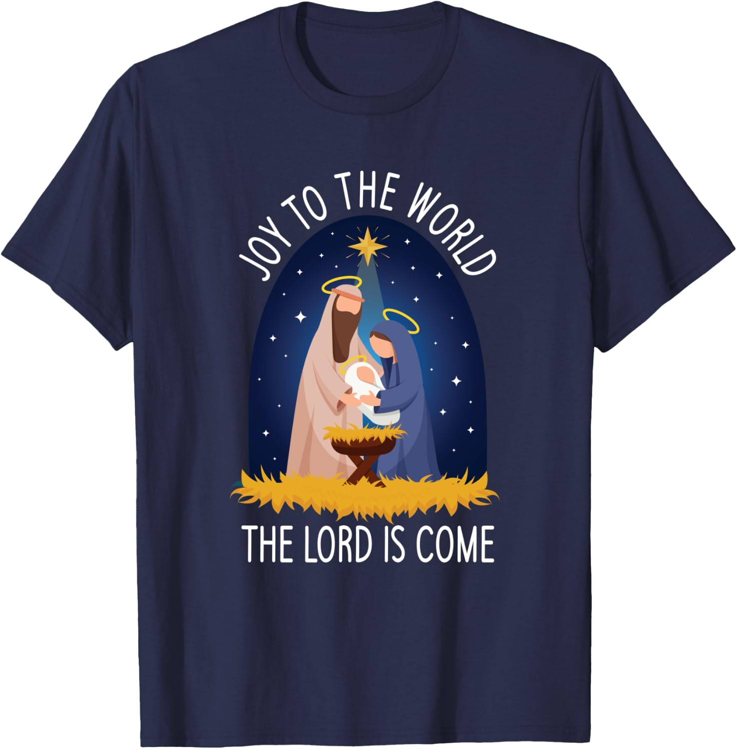 Joy to the World - Christmas Nativity T-Shirt - T-Shirt | Navy