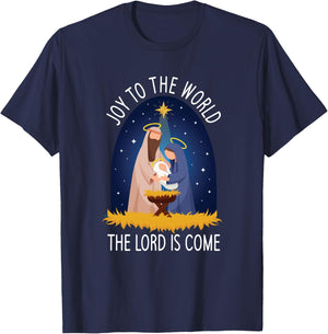 Joy to the World - Christmas Nativity T-Shirt - T-Shirt | Navy