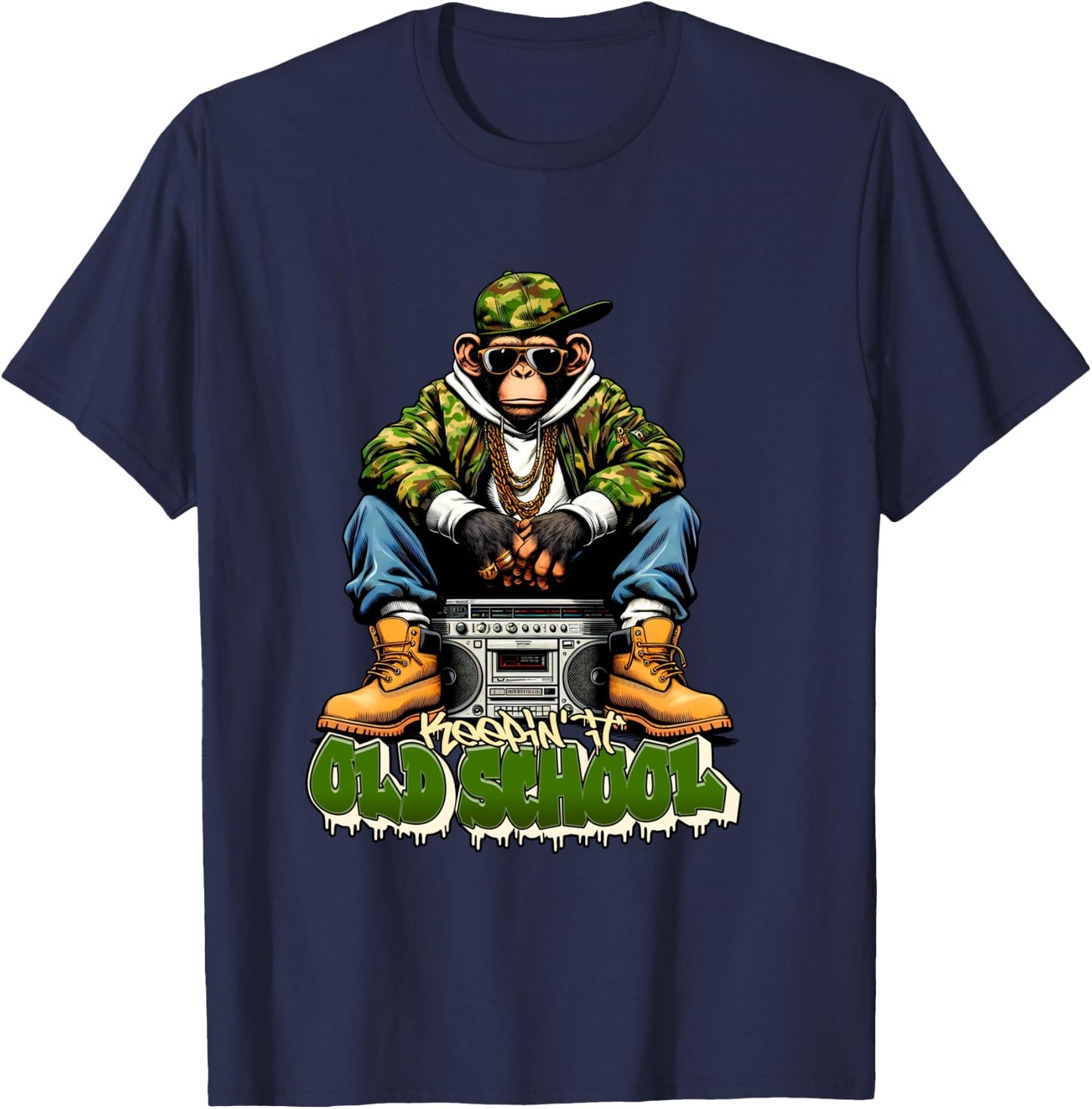 KEEPING IT OLD SCHOOL Hip Hop US Rap 90s New York , Black, S T-Shirt - T-Shirt | Navy
