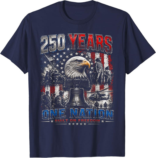 USA 250th Anniversary Celebrations American July 4th T-Shirt - T-Shirt | Navy