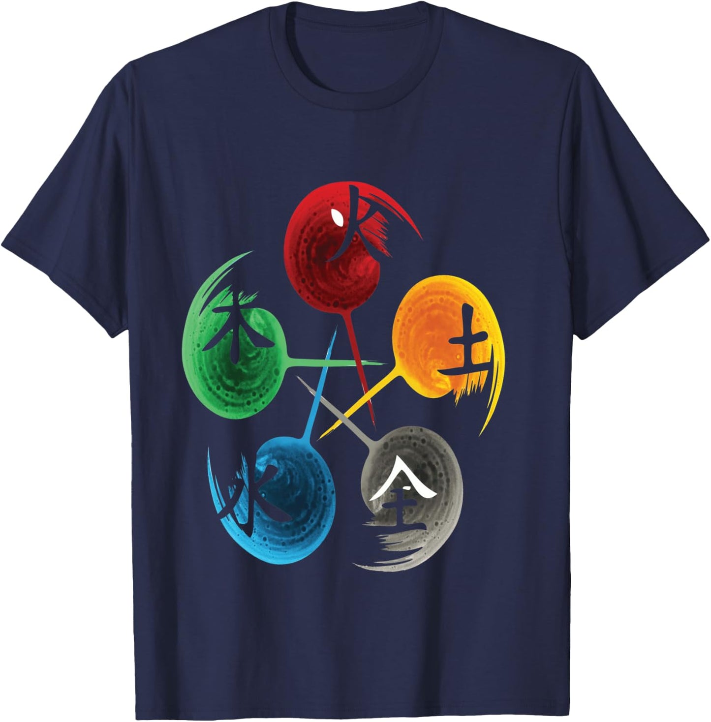 The Five Elements of Qigong, Tai Chi Design, Black, S T-Shirt - T-Shirt | Navy