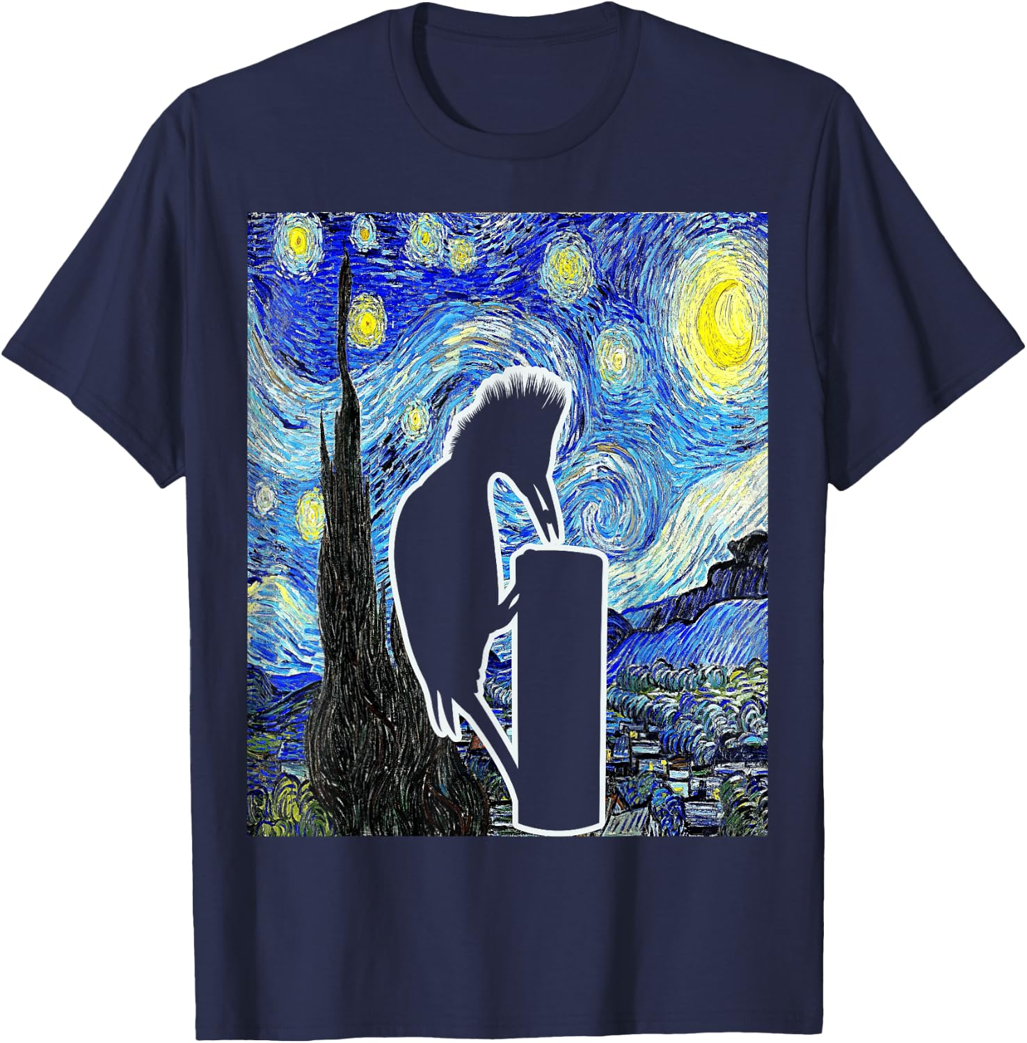 Woodpecker Starry Night Woodpecker Lover Birdwatching T-Shirt - T-Shirt | Navy