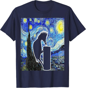 Woodpecker Starry Night Woodpecker Lover Birdwatching T-Shirt - T-Shirt | Navy