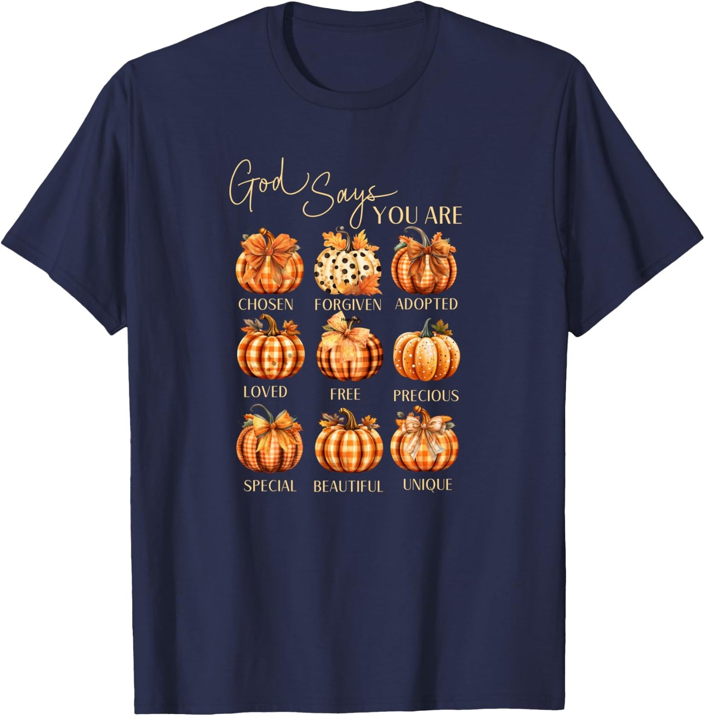 Fall Pumpkin Coquette Autumn God Says You Are Christian T-Shirt - T-Shirt | Navy