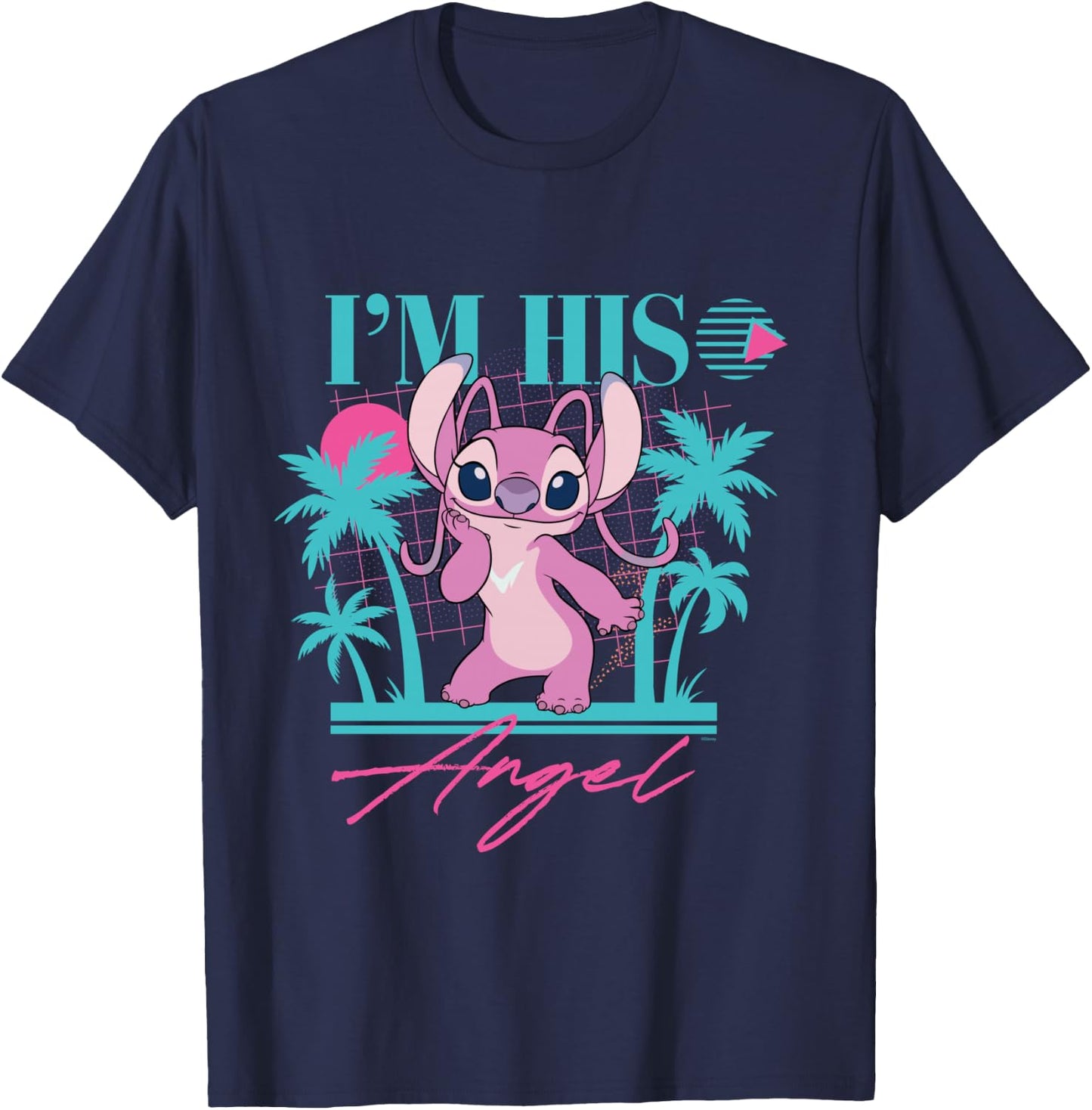 Disney Stitch Retro ’90s Couples Matching I’m His Angel T-Shirt - T-Shirt | Navy