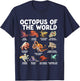 Octopus Of The World Kawaii Types Of Octopus Sea Animal T-Shirt - T-Shirt | Navy