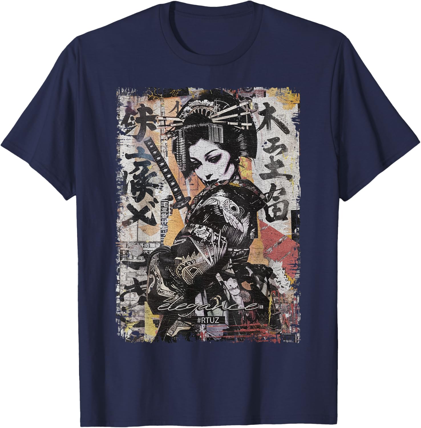 Geisha Asia Japan Woman Vintage Culture Tokyo Geisha , Black, S T-Shirt - T-Shirt | Navy
