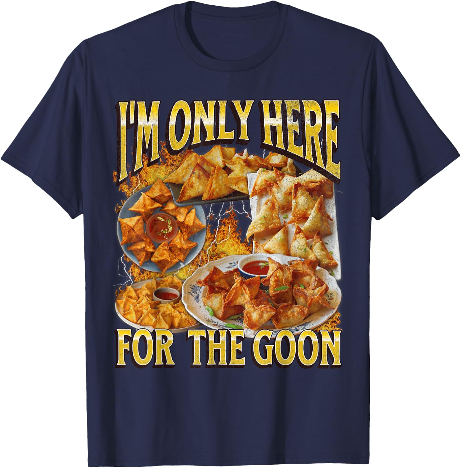 Funny Crab Rangoon Meme Bootleg Graphic T-Shirt - T-Shirt | Navy