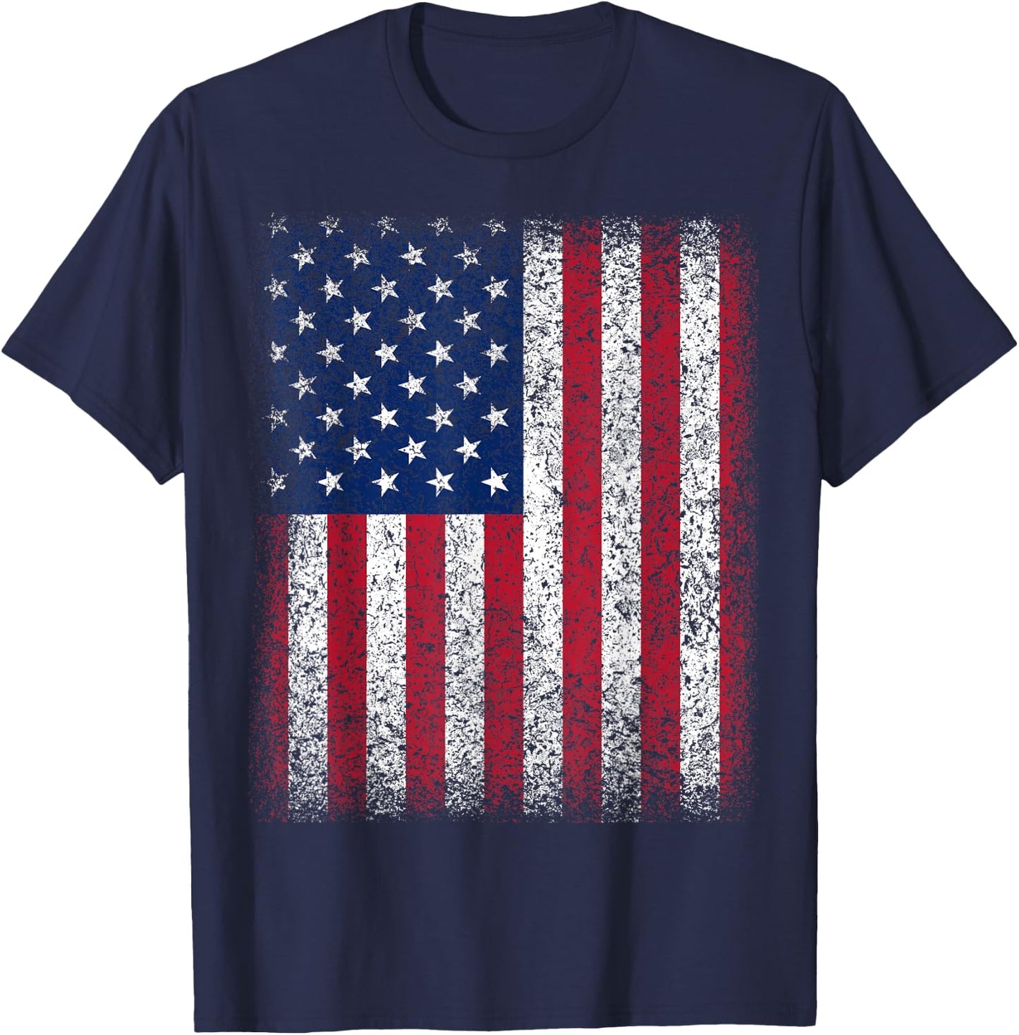 American Flag Patriotic USA Flag Red White Blue Distressed T-Shirt - T-Shirt | Navy