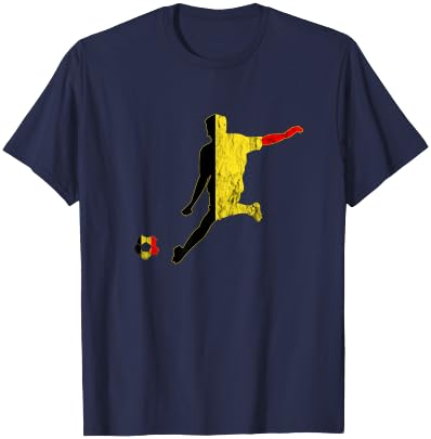 Belgium Belgian Flag Belgique Belgie Belgian Soccer Player T-Shirt - T-Shirt | Navy