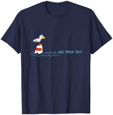 Will Meer Zeit Möwe Nordsee Urlaub Spruch T-Shirt - T-Shirt | Navy