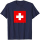 Swiss Flag Switzerland Classic Cross Design Square Logo T-Shirt - T-Shirt | Navy