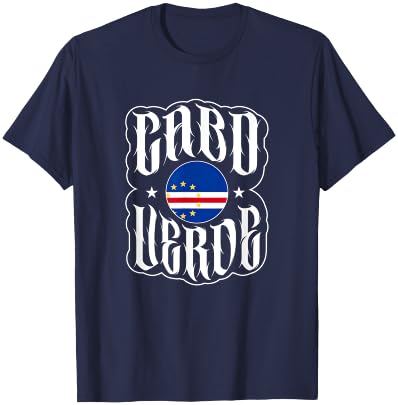 Love Cabo Cape Verde with Cape Verdean Flag in a Circle , Black, S T-Shirt - T-Shirt | Navy