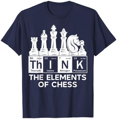 Chess Think in Periodic Table Elements T-Shirt - T-Shirt | Navy