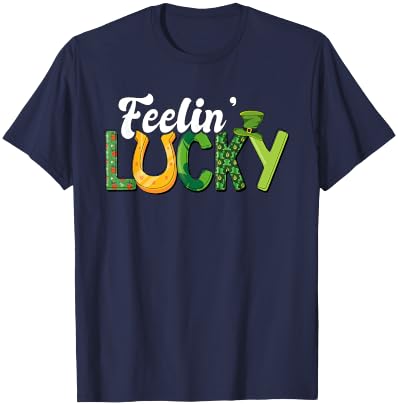 Feelin Lucky St. Patricks Day Horse Shoe Lucky Horseshoe T-Shirt - T-Shirt | Navy