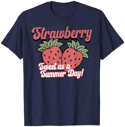 Sweet as a summer day for lovers of strawberries and fruits retro T-Shirt - T-Shirt | Navy