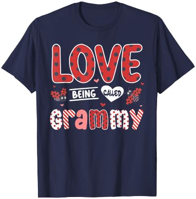 Cute I Love Being Called Grammy Ladybug Happy Valentines Day T-Shirt - T-Shirt | Navy