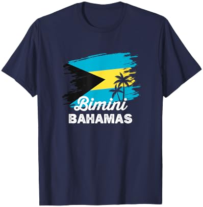 Vintage Bimini Nassau Bahamas Flag Vacation Travel Bahamian T-Shirt - T-Shirt | Navy
