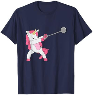Hammer Throwing Unicorn Track And Field Girl Women Thrower T-Shirt - T-Shirt | Navy