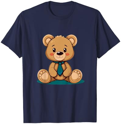 Junger Teddy mit cooler Krawatte für Bären Jungen und Mädchen T-Shirt - T-Shirt | Navy