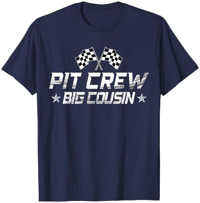 Race Car Birthday Party Racing Family Big Cousin Pit Crew T-Shirt - T-Shirt | Navy