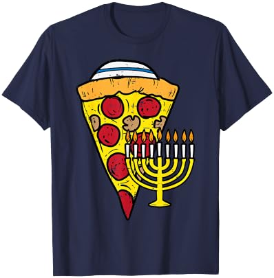 Hanukkah Pizza Funny Food Chanukah Jewish Men Women Kids T-Shirt - T-Shirt | Navy