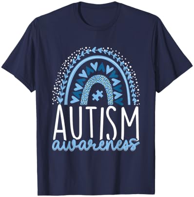 Autism Rainbow Autistic Pride Inclusion ADHD T-Shirt - T-Shirt | Navy