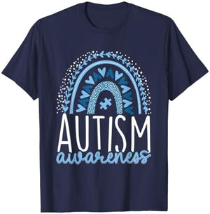 Autism Rainbow Autistic Pride Inclusion ADHD T-Shirt - T-Shirt | Navy