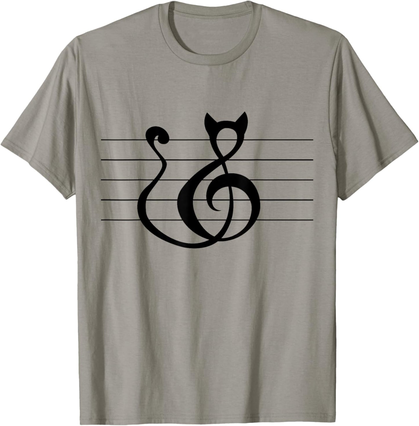 Cat Treble Clef Music and Cat Lover T Shirt Singer Animal T-Shirt - T-Shirt | Sand