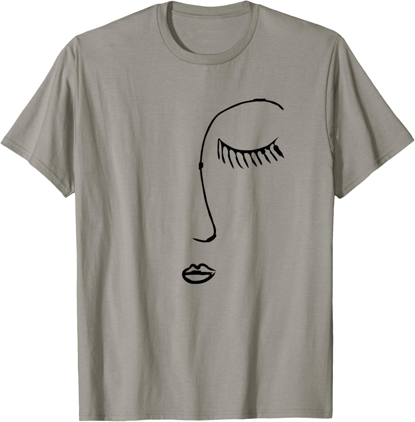Portrait Line Drawing Sketch Face Abstract Art T-Shirt - T-Shirt | Sand