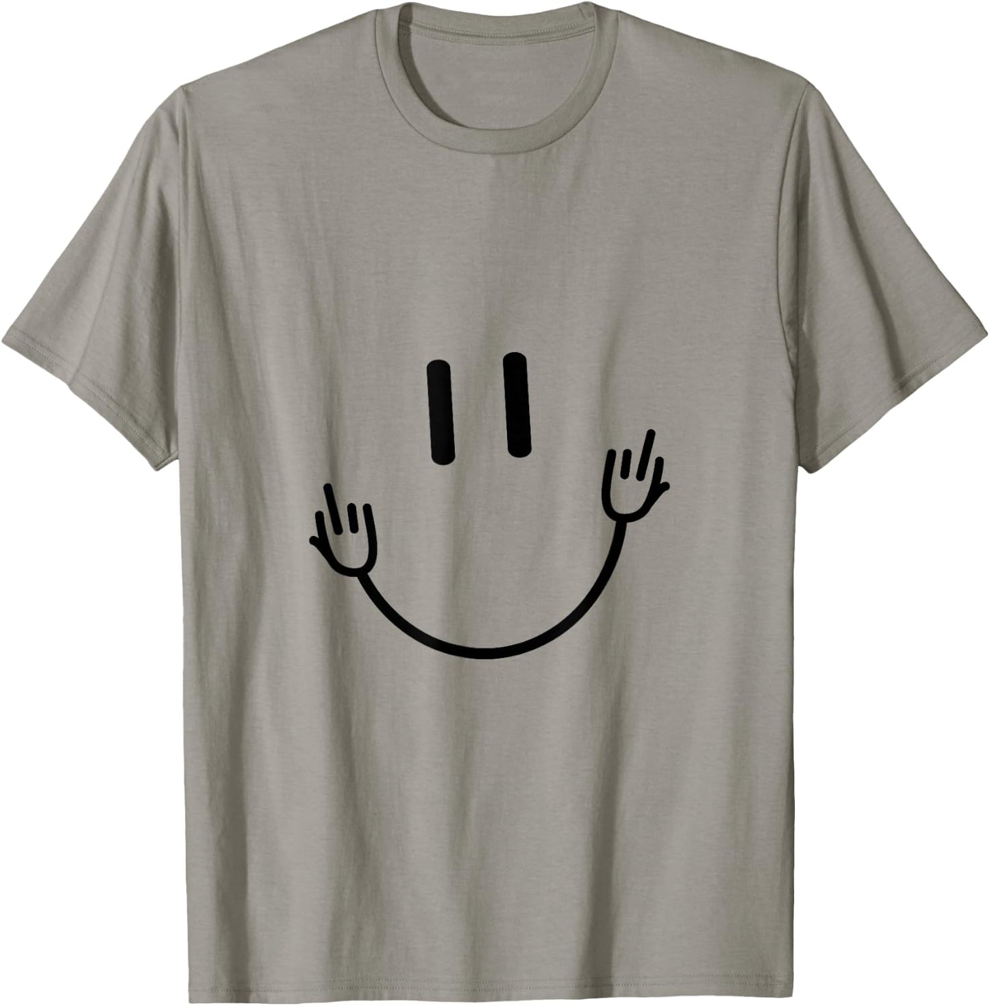 Funny Sarcastic Smile Face Middle Finger Graphic T-Shirt - T-Shirt | Sand