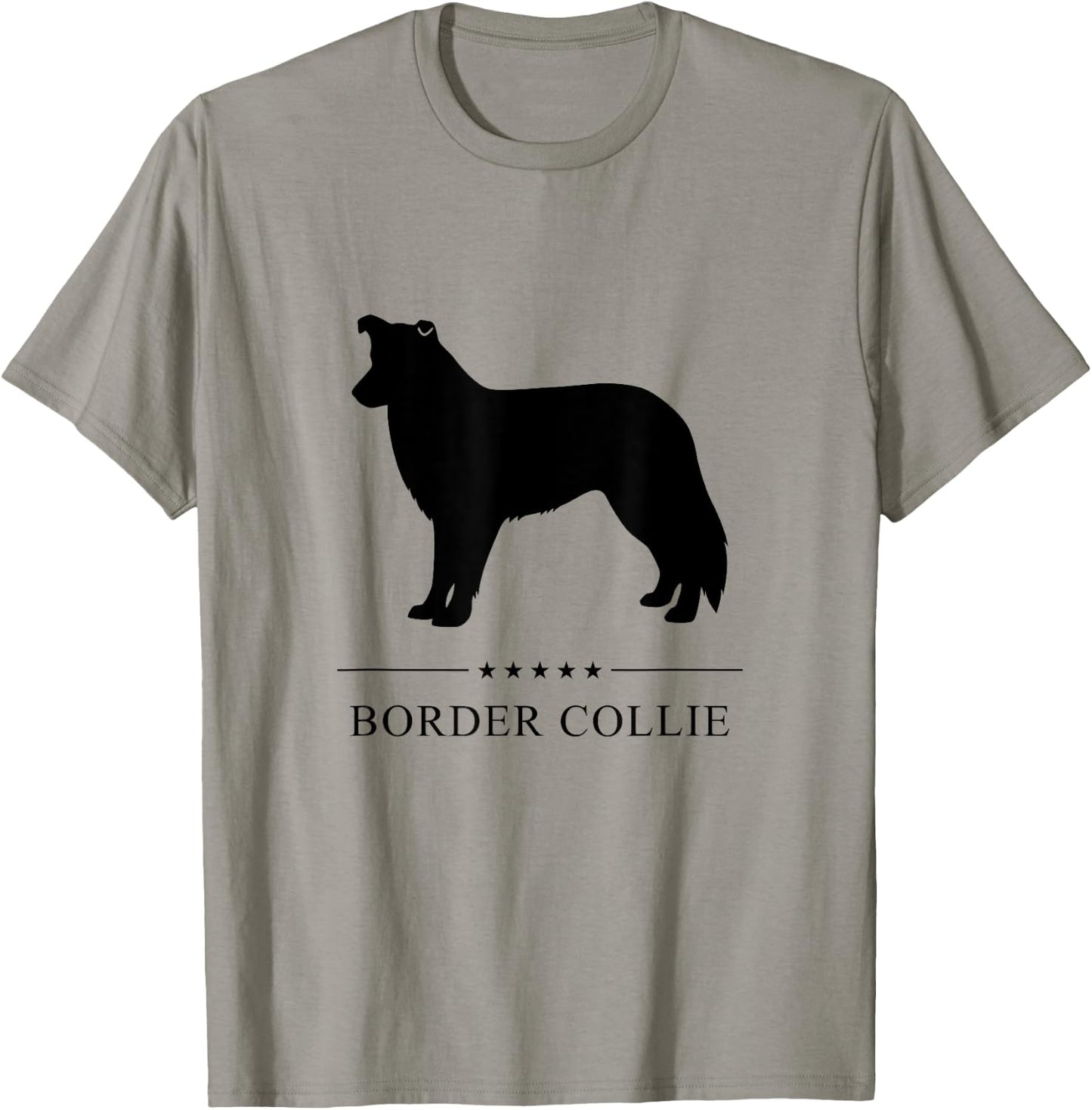 Border Collie Black Silhouette T-Shirt - T-Shirt | Sand
