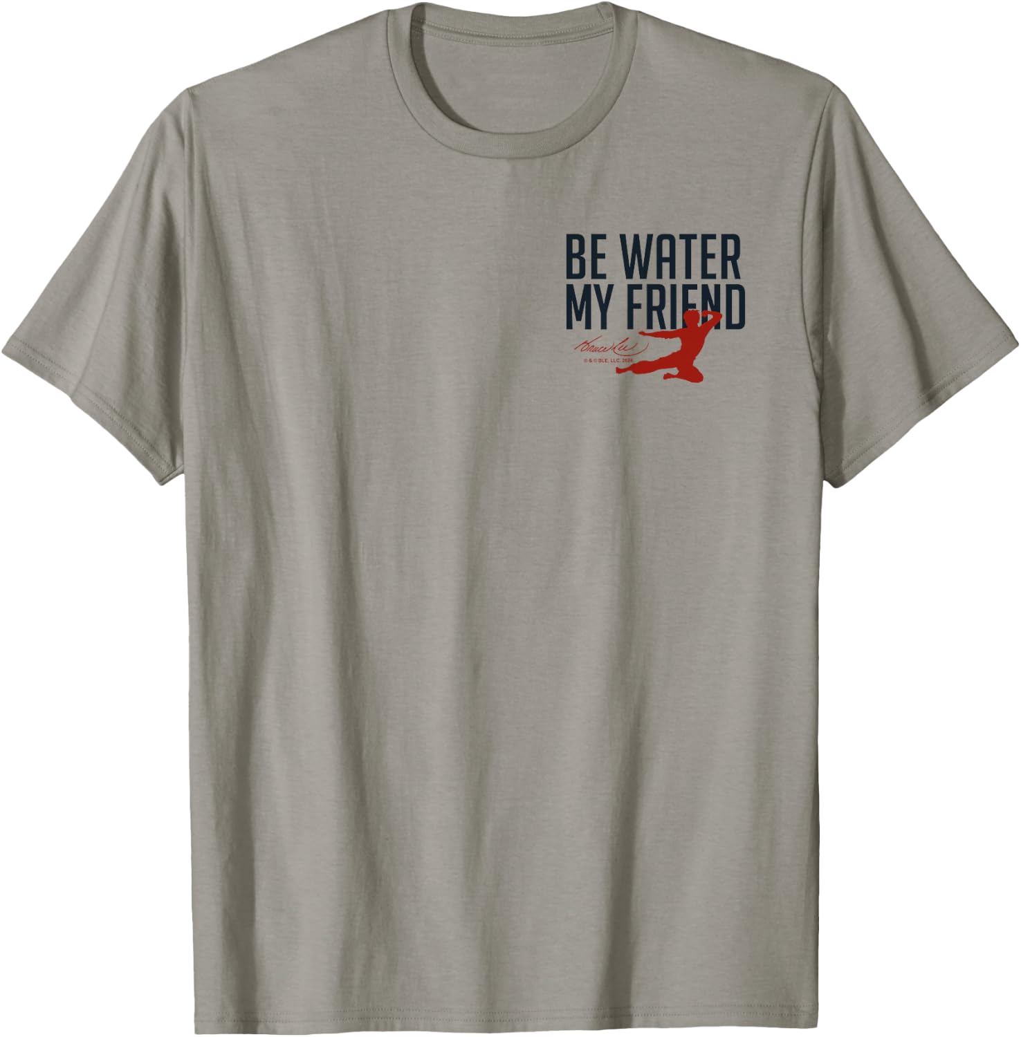 Bruce Lee Be Water My Friend Small Pocket Logo , White T-Shirt - T-Shirt | Sand