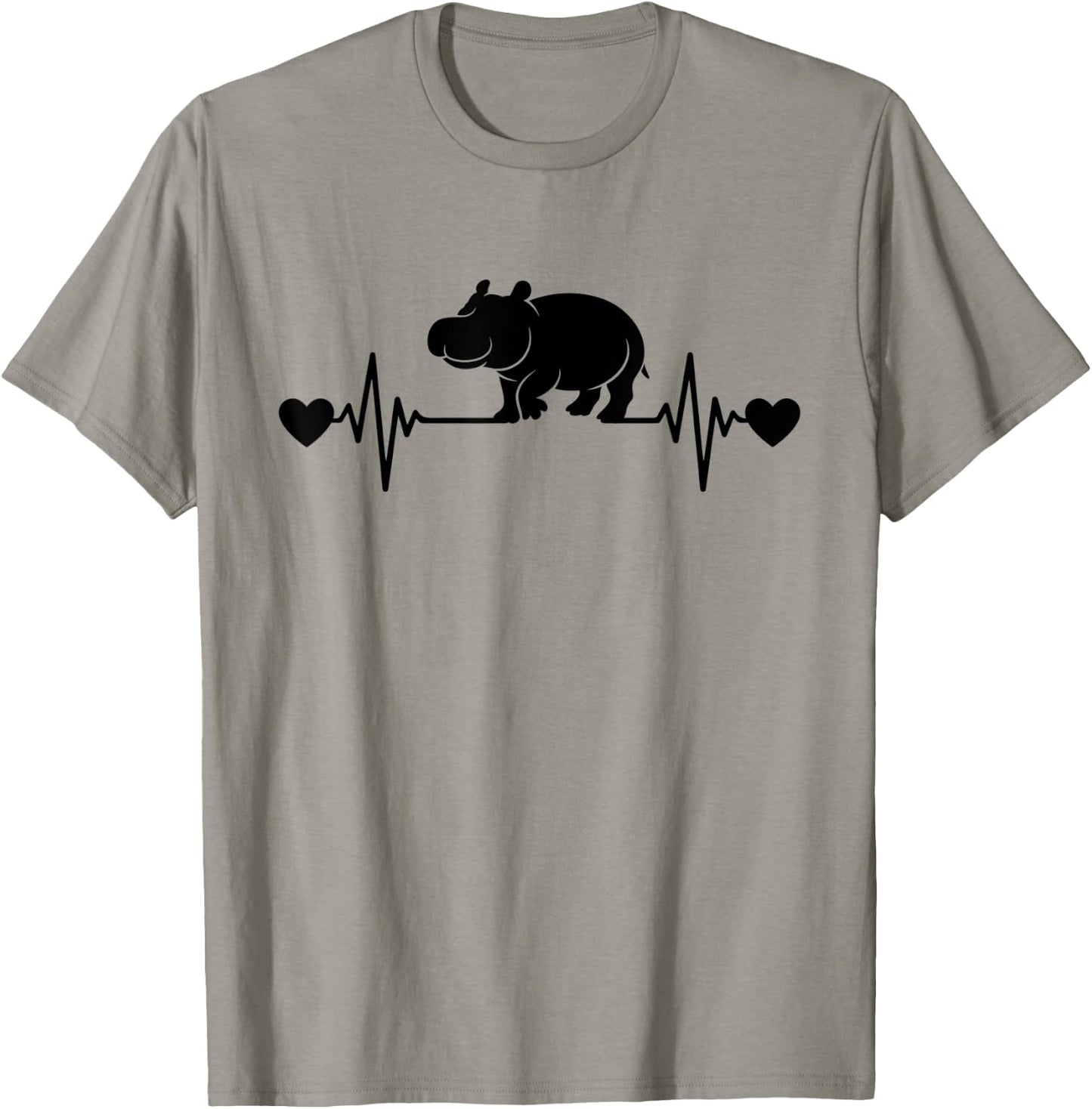 Funny Hippo Lover Men Women Heartbeat Design Hippo T-Shirt - T-Shirt | Sand