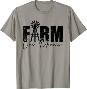 Farm Over Pharma Funny Windmill Vintage Family Farmers T-Shirt - T-Shirt | Sand