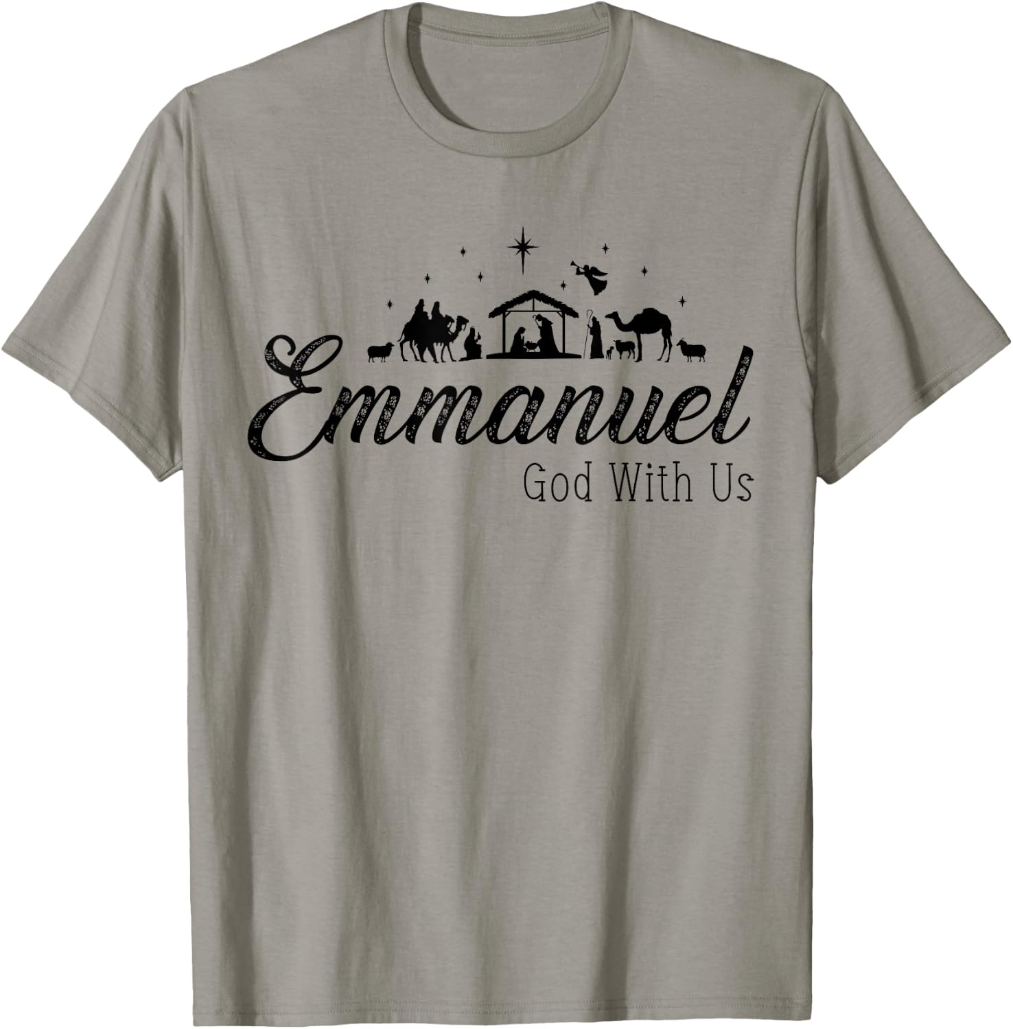 Emmanuel God With Us Nativity Scenes Christmas Christian T-Shirt - T-Shirt | Sand