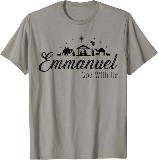 Emmanuel God With Us Nativity Scenes Christmas Christian T-Shirt - T-Shirt | Sand