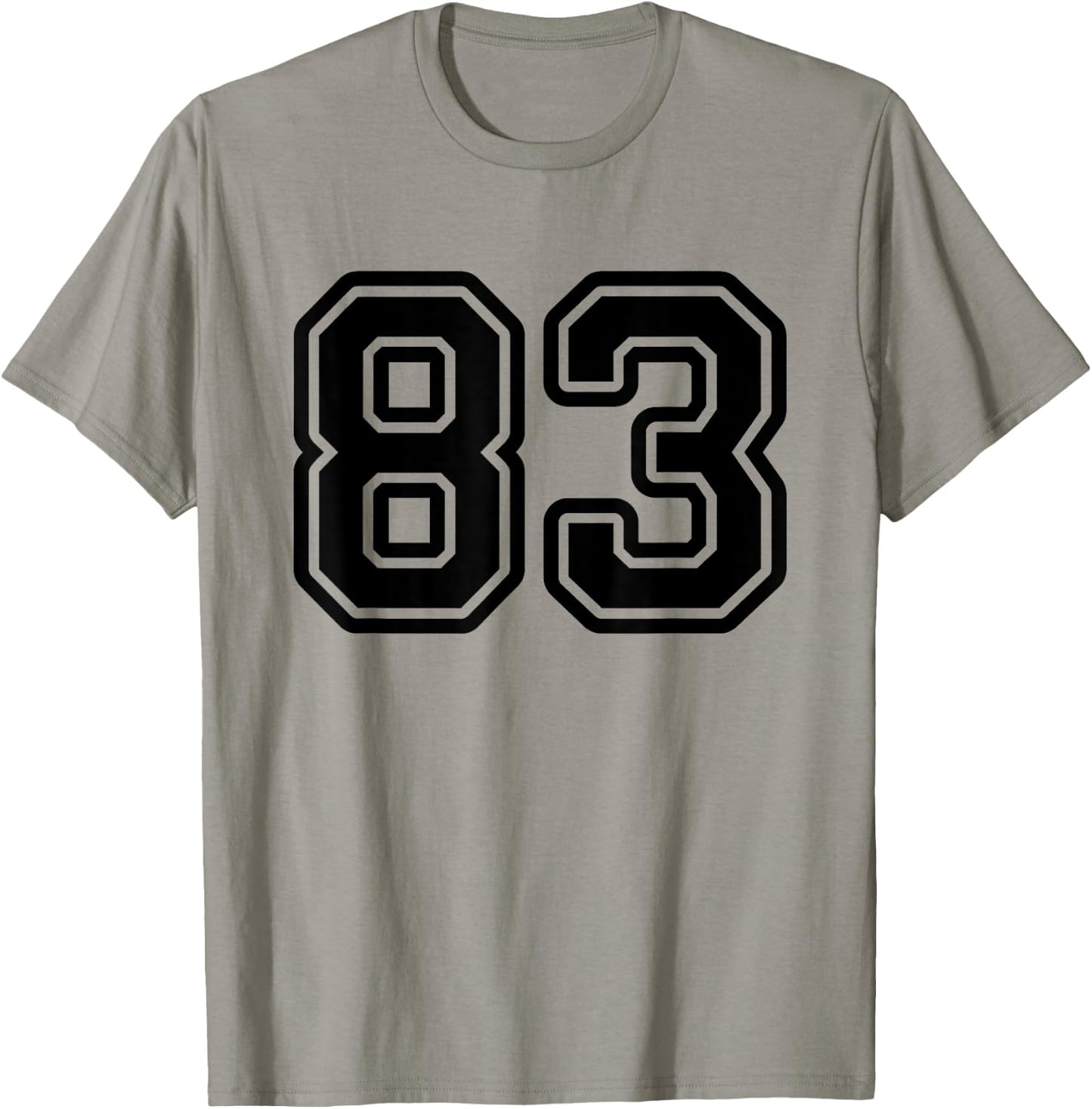 Number #83 Black Sports Team Varsity Number 83 T-Shirt - T-Shirt | Sand