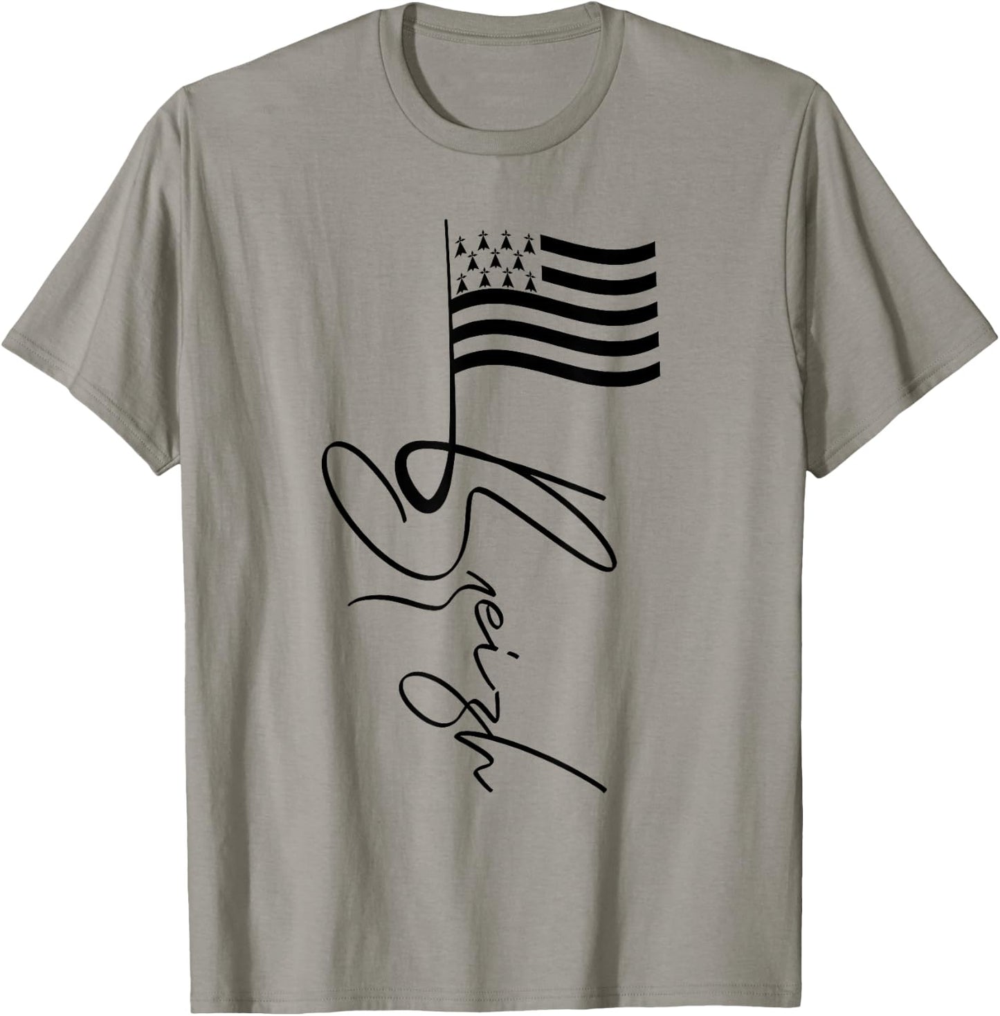 Mast Brittany France Signature Flag Breizh Breton , white, S T-Shirt - T-Shirt | Sand