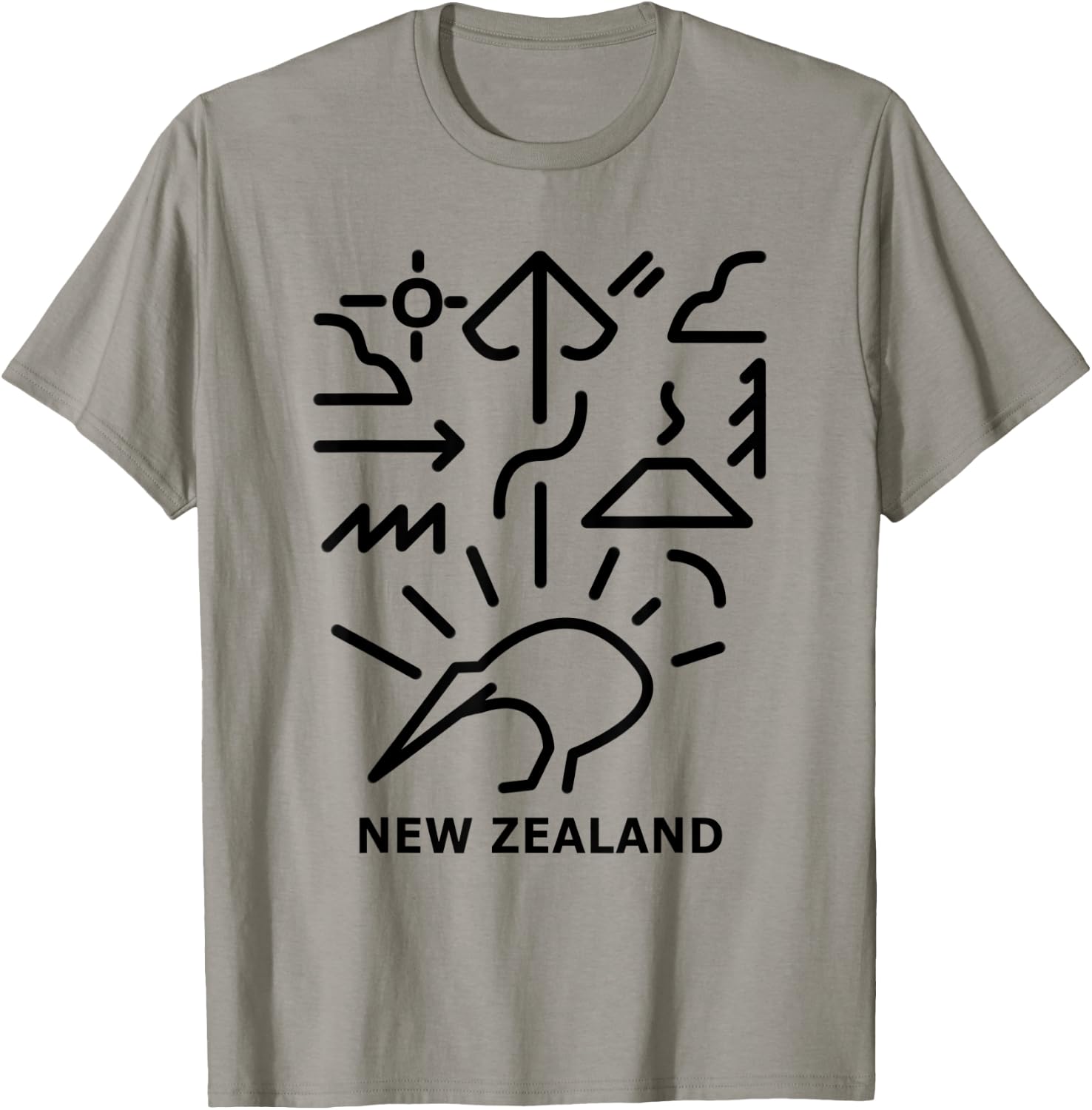 Minimalism New Zealand Kiwi Trendy Modern Maori Designs T-Shirt - T-Shirt | Sand