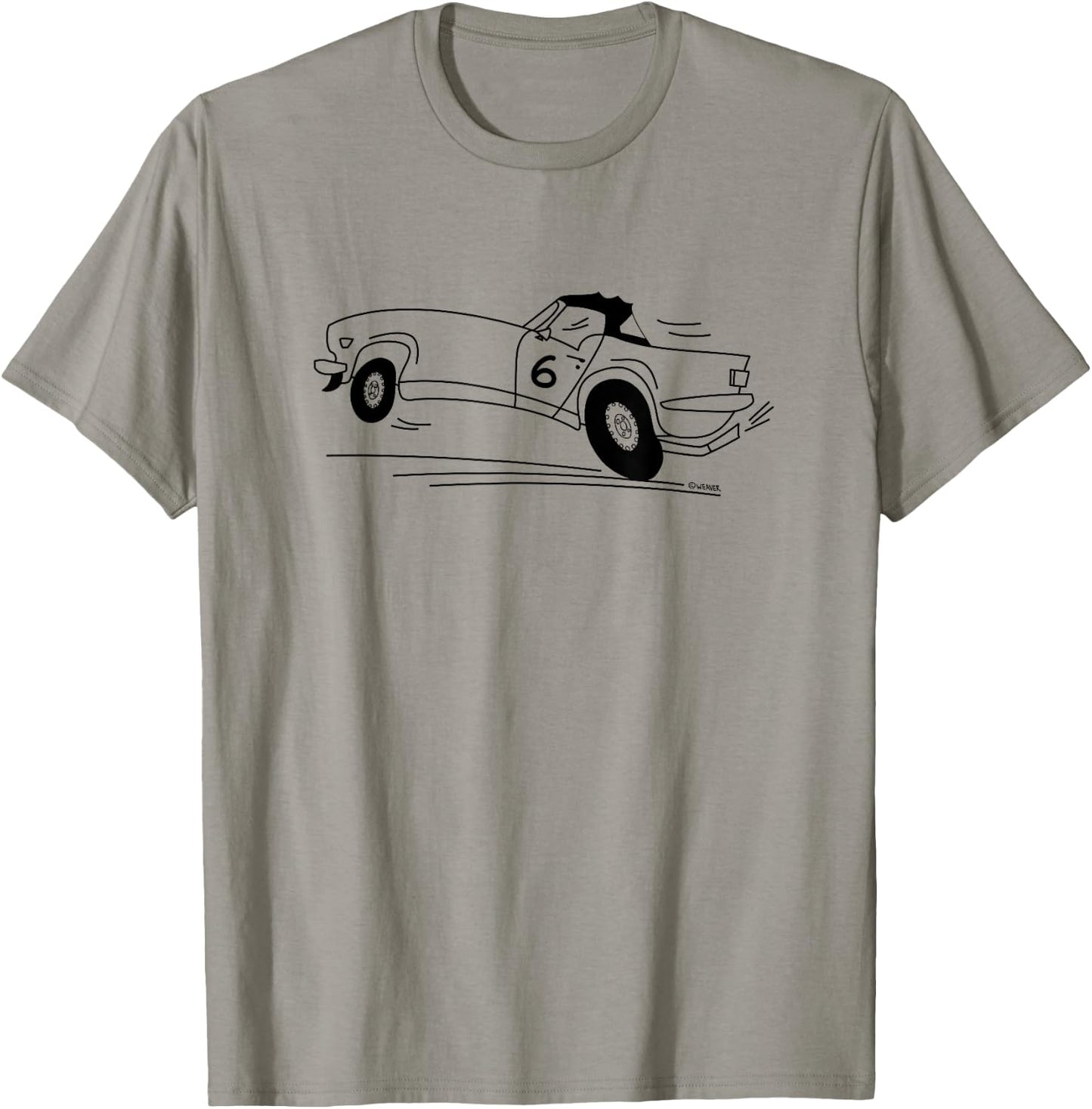 Cartoon Drawing Triumph TR6 British Car , Blue, S T-Shirt - T-Shirt | Sand
