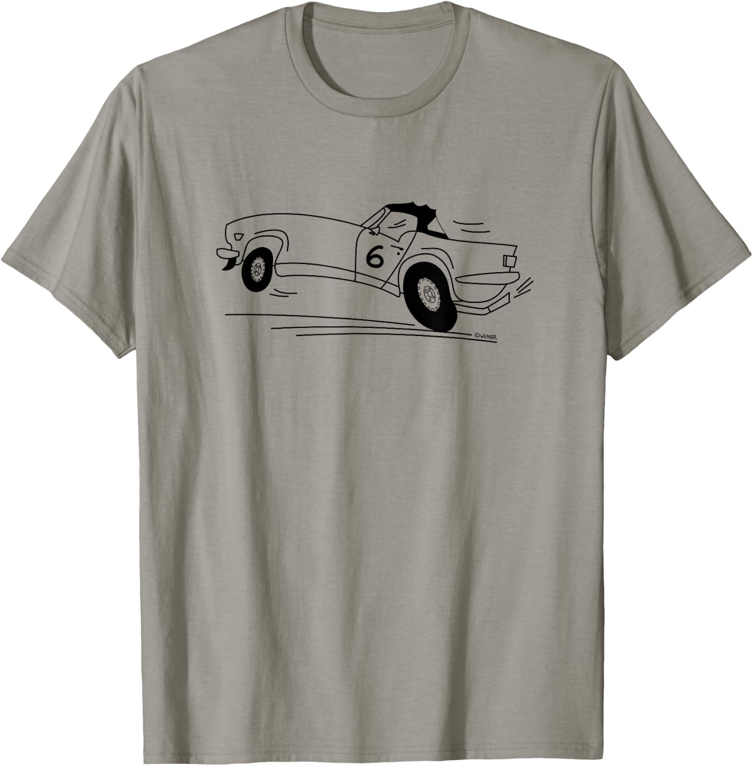 Cartoon Drawing Triumph TR6 British Car , Blue, S T-Shirt - T-Shirt | Sand
