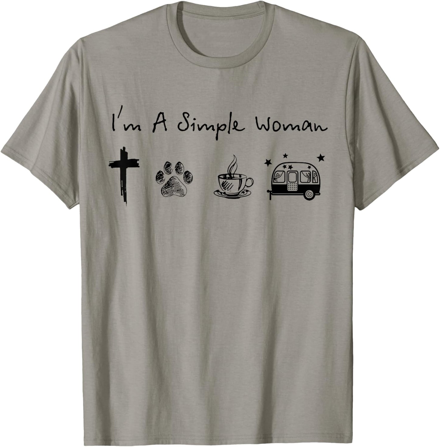 I'm a simple woman jesus dog coffee camping T-Shirt - T-Shirt | Sand