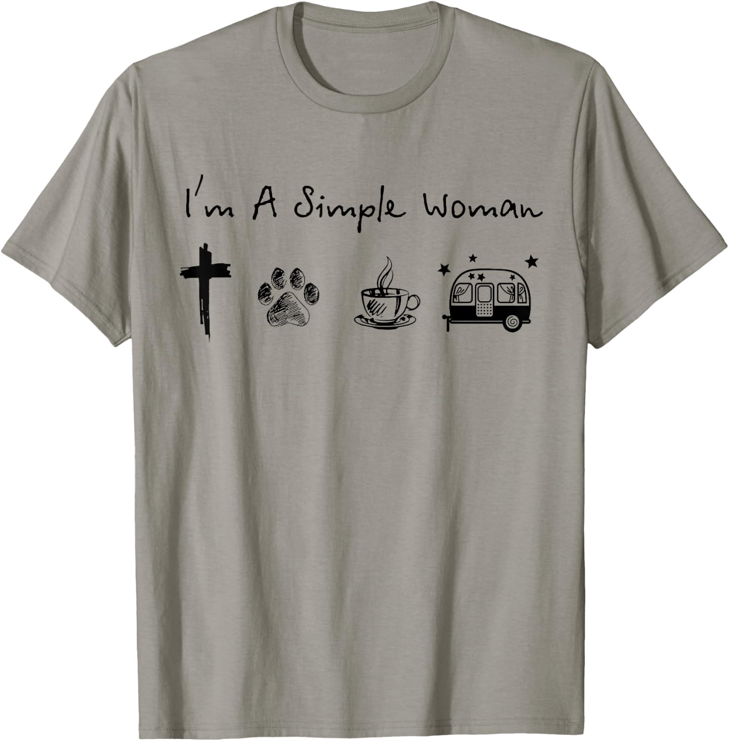 I'm a simple woman jesus dog coffee camping T-Shirt - T-Shirt | Sand
