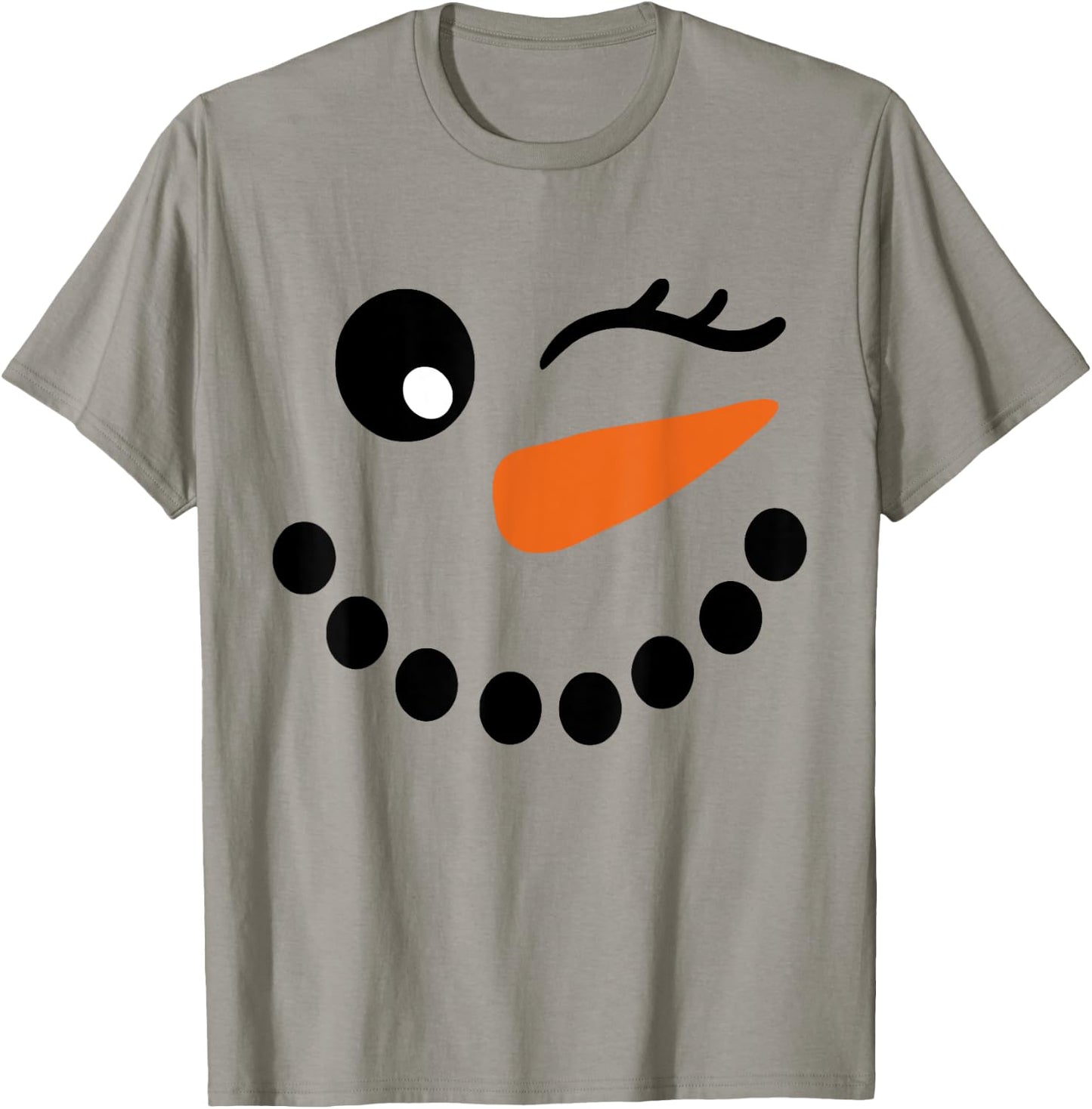 Winter Snowman Face Wink Eye Christmas Xmas For Girl T-Shirt - T-Shirt | Sand