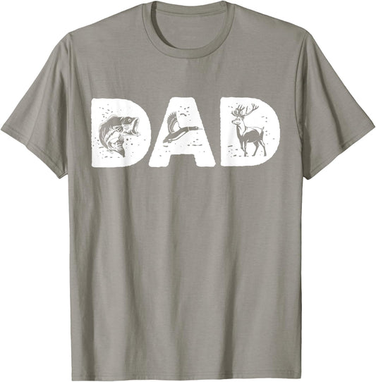 Dad Fishing Hunting Shirt Deer Duck Bass Fish Dad Papa T-Shirt - T-Shirt | Sand